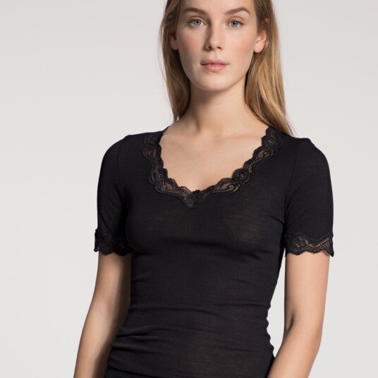 Calida Rl Merinowool/silk Shirt , blåck-S = 40/42 S = 40/42