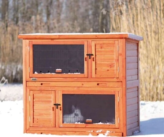 Trixie Natura Isolert Utebur til Smådyr Flatt Tak 2 Etasjer (Brun)