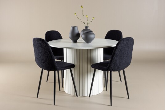 Venture Home Härön Spisegruppe 110 cm Rund med 4 Polar stoler   Hvid/Sort