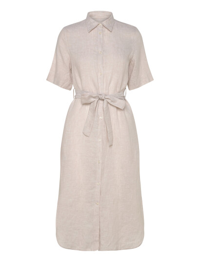 GANT Reg Linen Ss Shirt Dress - Beige - 44