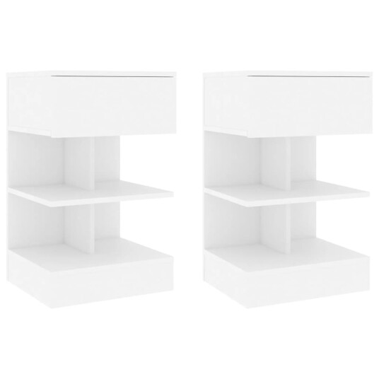 vidaXL Nattbord 2 stk hvit 40x35x65 cm sponplate