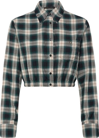Maje Cropped Cotton Shirt   Green   40