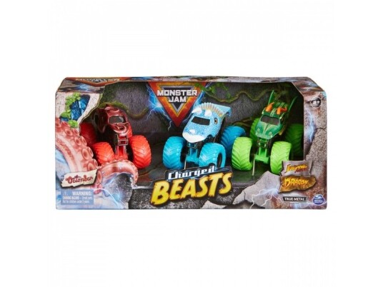 Monster Jam 3-Pakning "Charged Beasts" Med Lastebilene Dragon Octon8er Og Ice Dragon Kule Lastebiler I Skala 1:64 Sprøytestøping 6065096