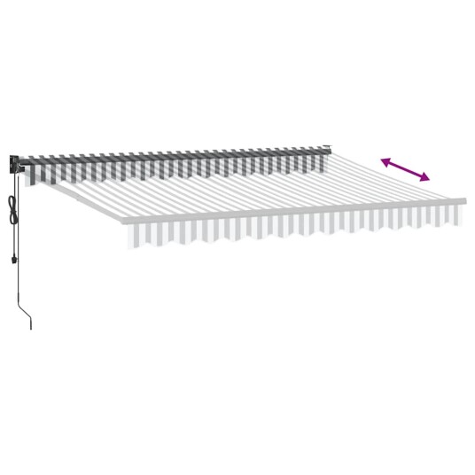 Uttrekkbar markise antrasitt og hvit 3,5x2,5 m stoff aluminium