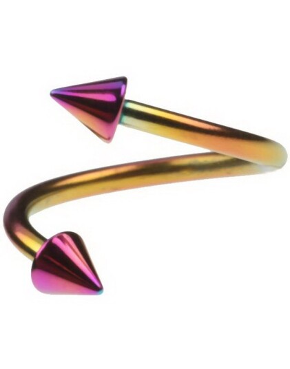 Utgått Curve Flerfarget Øyenbrynspiercing med Spike Kuler 1.2 x 10 mm