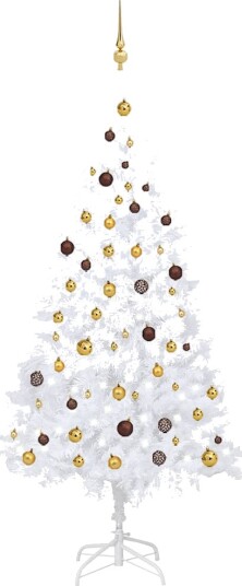 vidaXL Kunstig juletre med LED og kulesett 210 cm hvit PVC