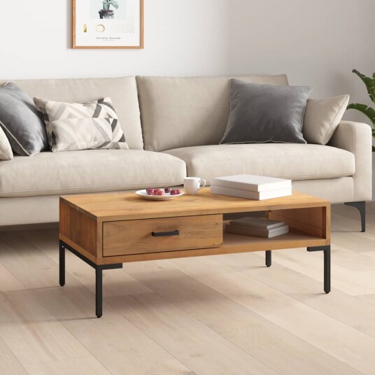 vidaXL Salongbord 90x50x35 cm resirkulert heltre furu