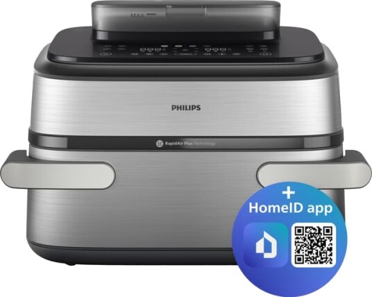 Philips 5000 Series NA565 Dobbel Airfryer med Dampsystem 9.5L Svart/Sølv Philips 5000 Series NA565 Dobbel Airfryer med Dampsystem 9.5L Svart/Sølv