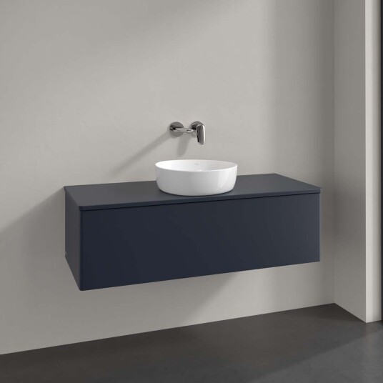 Villeroy & Boch Antao Servantskap med 1 skuff 120x50x36 cm m/lys Blå Matt Villeroy & Boch Antao Servantskap med 1 skuff 120x50x36 cm m/lys Blå Matt