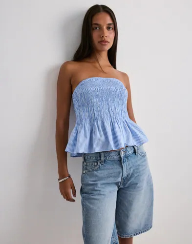 Vero Moda - Blå - Vmglow Smock Bandeau Top Wvn Vero Moda - Blå - Vmglow Smock Bandeau Top Wvn