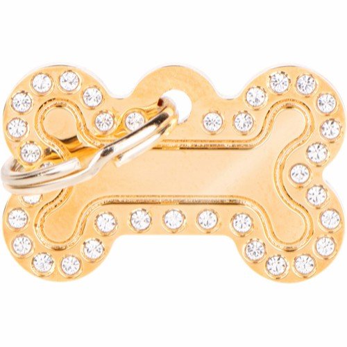 Kattinorge Myfamily Glam Bein Strass ID-merke 30x19 mm Gull med diamanter