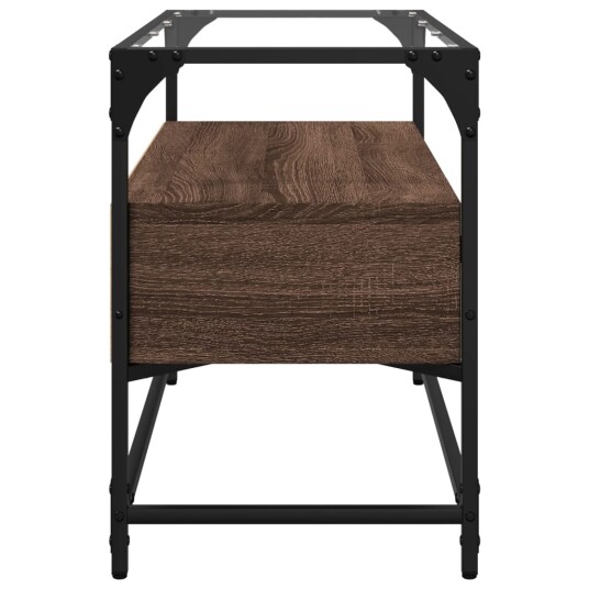 TV-benk med glasstopp brun eik 80x35x51 cm konstruert tre 846063