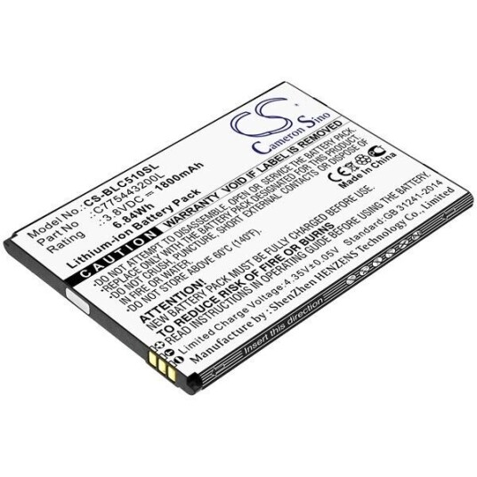 Blu C050 batteri (1800 mAh 3.8 V, Sort)