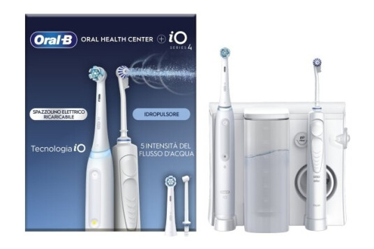 Oral-B Io4 & Oxyjet Voksen Roterende Vibrerende Tannbørste Daglig Stell Sensitiv / Myk Super Sensitive Whitening Hvit 2 Min Batteri