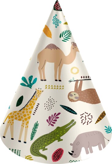 Folat Festhatter Zoo Party 6-pakning 68329