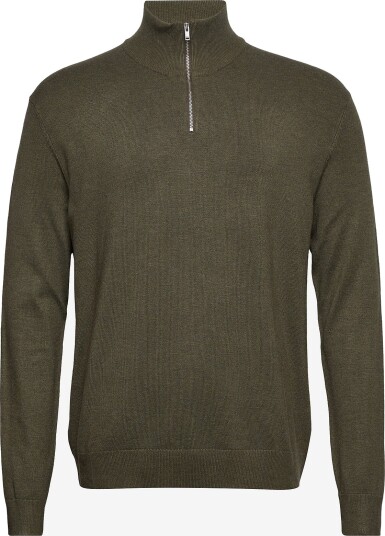 Lindbergh Ecovero Half Zip L/S Knit - Green - XL