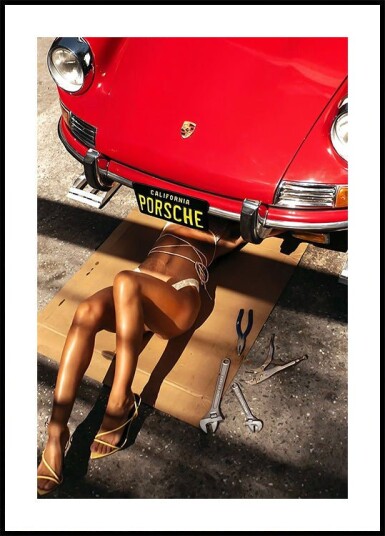 Repair Girl Porsche Plakat Plakat / 100x150cm