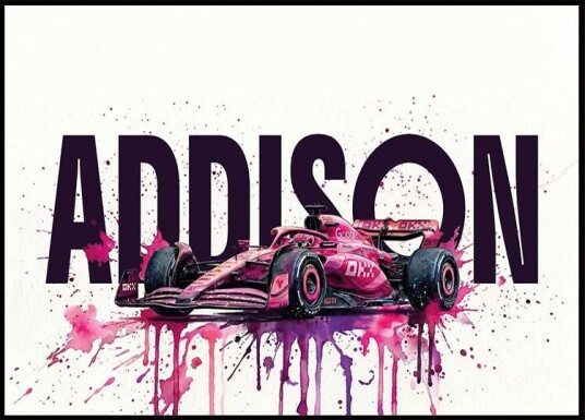 Pink Racing Car with Name Personal Plakat Plakat / 30x40cm