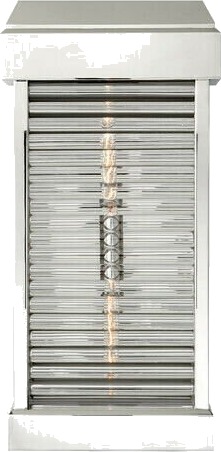 Dunmore Large Curved Glass Louver Sconce Polished Nickel
