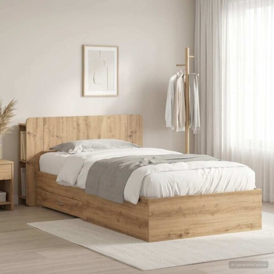 Sengeramme med oppbevaring Artisan eik 90 x 200 cm Sengeramme med oppbevaring Artisan eik 90 x 200 cm