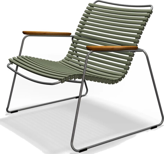 Houe Click Roomy lounge chair Olive green. Frame: Grey. Armrest: Bamboo
