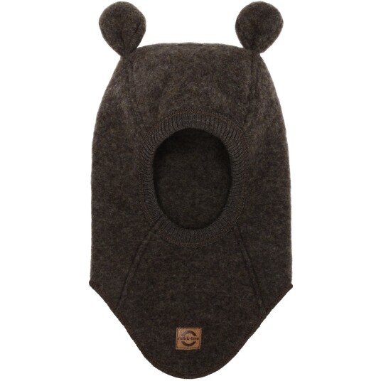 Mikk-line Dark Brown Melange Ull Balaclava med Ører 98-104