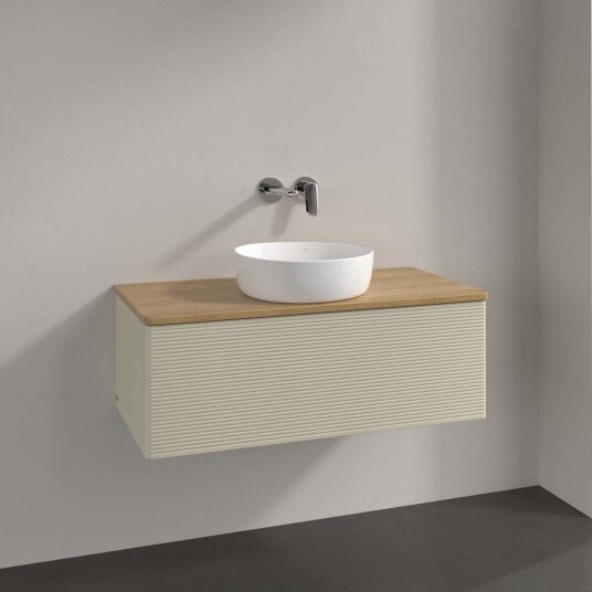 Villeroy & Boch Antao Servantskap med 1 skuff 100x50x36 cm m/lys Grå Matt/Eik