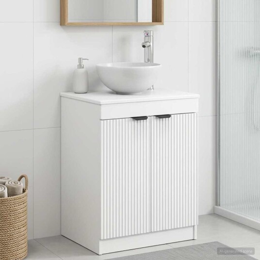 Baderomsskap Hvit 54 x 41 x 70 cm Konstruert tre Baderomsskap Hvit 54 x 41 x 70 cm Konstruert tre