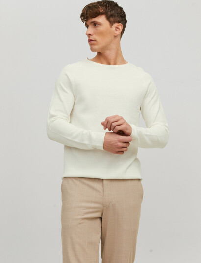 Jack & Jones Jjehill Knit Crew Neck Noos - White - XXXL Jack & Jones Jjehill Knit Crew Neck Noos - White - XXXL
