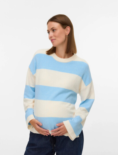 Mamalicious Mlmonia Vita L/S Knit Top 2F   Cream   S