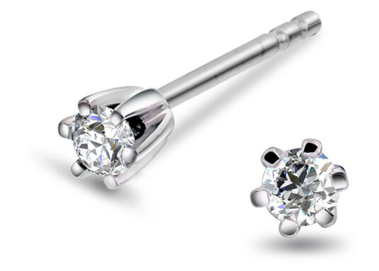 Olivia by Gullfunn, Øredobber i 585 hvitt gull med diamant 0,10 ct