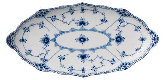 Royal Copenhagen Musselmalt Halvblonde tallerken oval 24,5 cm