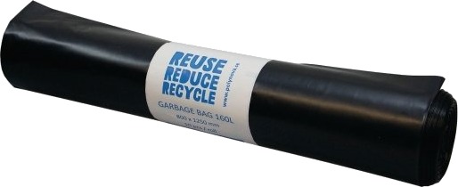Affaldssække Polyblue Genbrugsplast 60 My Sort 10 Poser 160 L