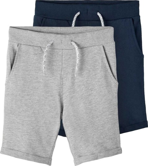Name It Grey Melange/Dark Sapphire Vermo Lange Sweat Shorts 2-pakning Noos 92 Name It Grey Melange/Dark Sapphire Vermo Lange Sweat Shorts 2-pakning Noos 92