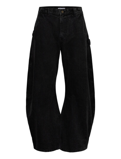 Weekday Loose Barrel Leg Workwear Trousers Black 46 Weekday Loose Barrel Leg Workwear Trousers Black 46