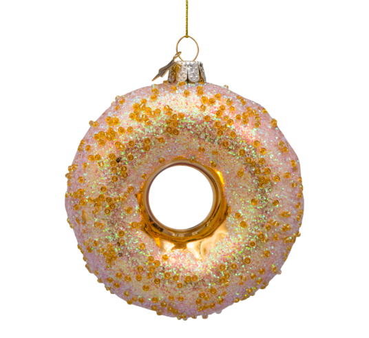 Vondels Glassornament smultring gull med glitter H10 cm
