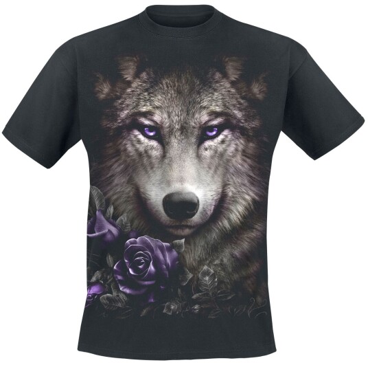 Spiral Goth T-skjorte Wolf Roses M til XXL Herrer svart
