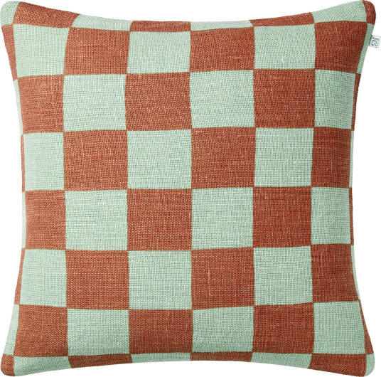 Chhatwal & Jonsson Buffalo Check Aqua apricot orange 50x50 cm