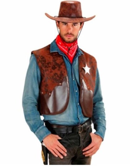 Brun Cowboyvest med Sheriffstjerne Brun Cowboyvest med Sheriffstjerne