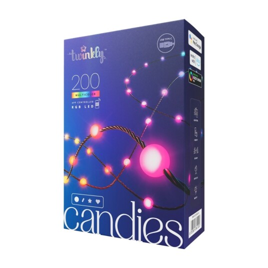 Twinkly TWKP200RGB-G Candies Pearl RGB Lysslynge 200 LED Twinkly TWKP200RGB-G Candies Pearl RGB Lysslynge 200 LED