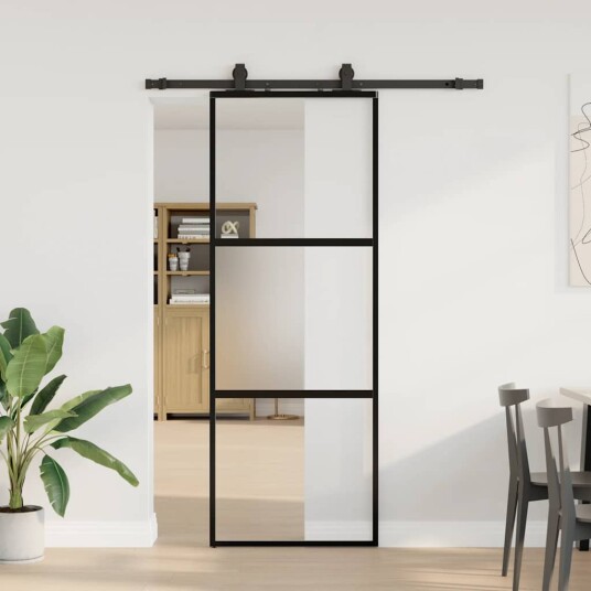 Svart 76x205cm Herdet Glass Svart 76x205cm Herdet Glass
