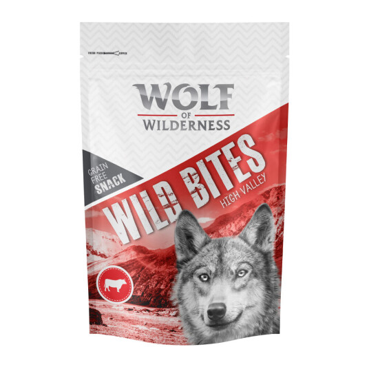 Wolf Of Wilderness "Wild Bites" Hundesnack 180 G High Valley Okse
