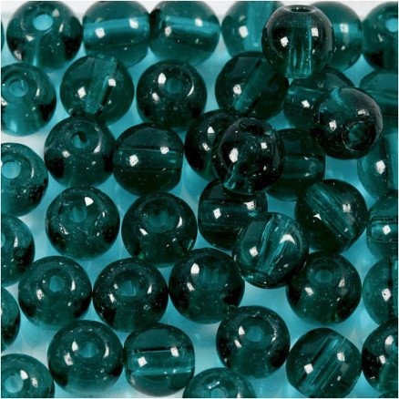 Diverse Glassperler dia 4 mm hullstr 1 mm grønn 45 stk 1 pk