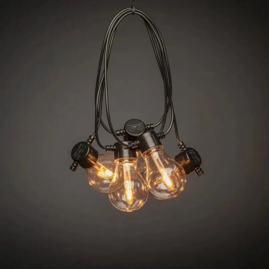 Konstsmide Lysslynge med solcelle-pakke 10 amber LED batteri/solcelle/sensor/fjern