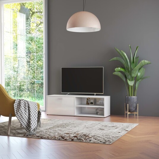 vidaXL TV-benk høyglans hvit 120x34x37 cm sponplate