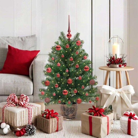  Kunstig juletre med 150 LED med stativ grønn 95 cm PE og PVC