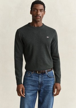 Gant Superfine Lambswool C Neck DARK MOSS GREEN XL Gant Superfine Lambswool C Neck DARK MOSS GREEN XL