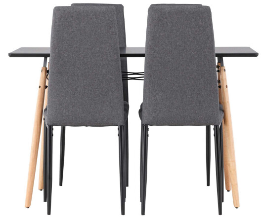 Venture Design Danburi & Petra spisegruppe Mørkegrå/svart 4 stoler & bord 120 x 60 cm
