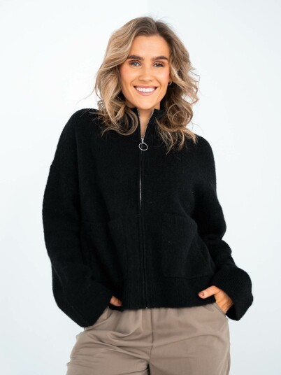 Selected Femme Sia Ras Long Sleeve Knit Zipper Cardigan Sort L Selected Femme Sia Ras Long Sleeve Knit Zipper Cardigan Sort L