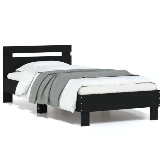vidaXL Sengeramme med hodegavl svart 90x190 cm konstruert tre 8721012239128